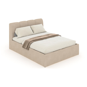 MOORE Lit nuage coffre 140x190cm velours beige