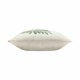 Coussin polylin imprimé feuillage - Vert
