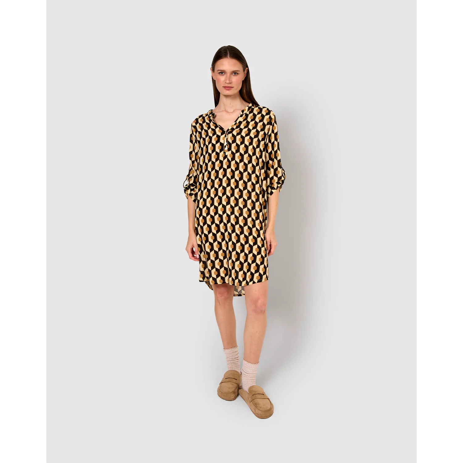 Vestido viscosa santorini beige