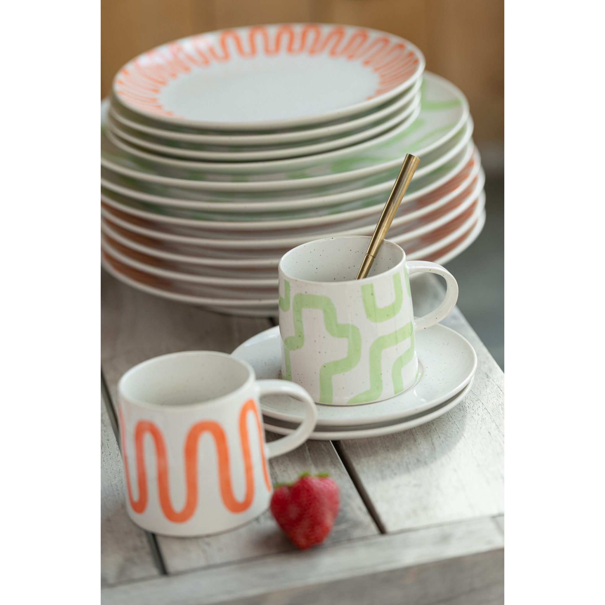 J-Line tasse + sous-tasse - porcelaine - orange