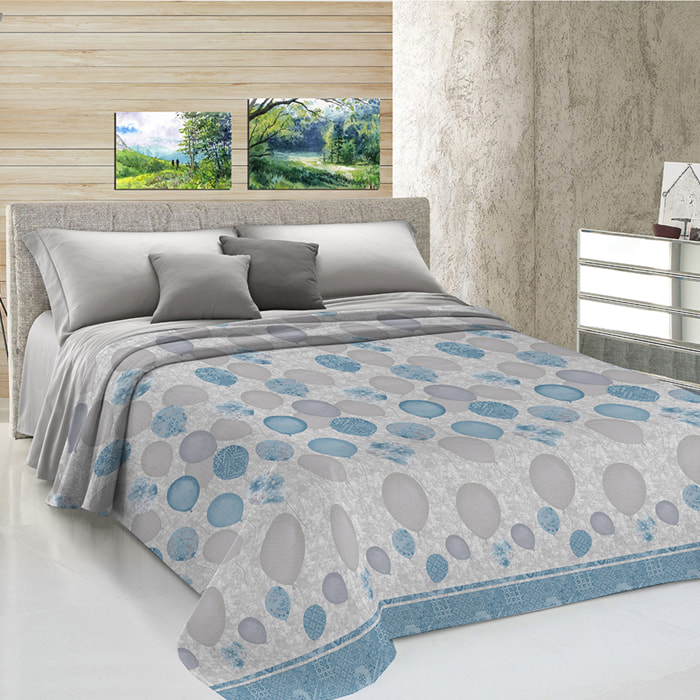 Copriletto di cotone palloncini azzurro