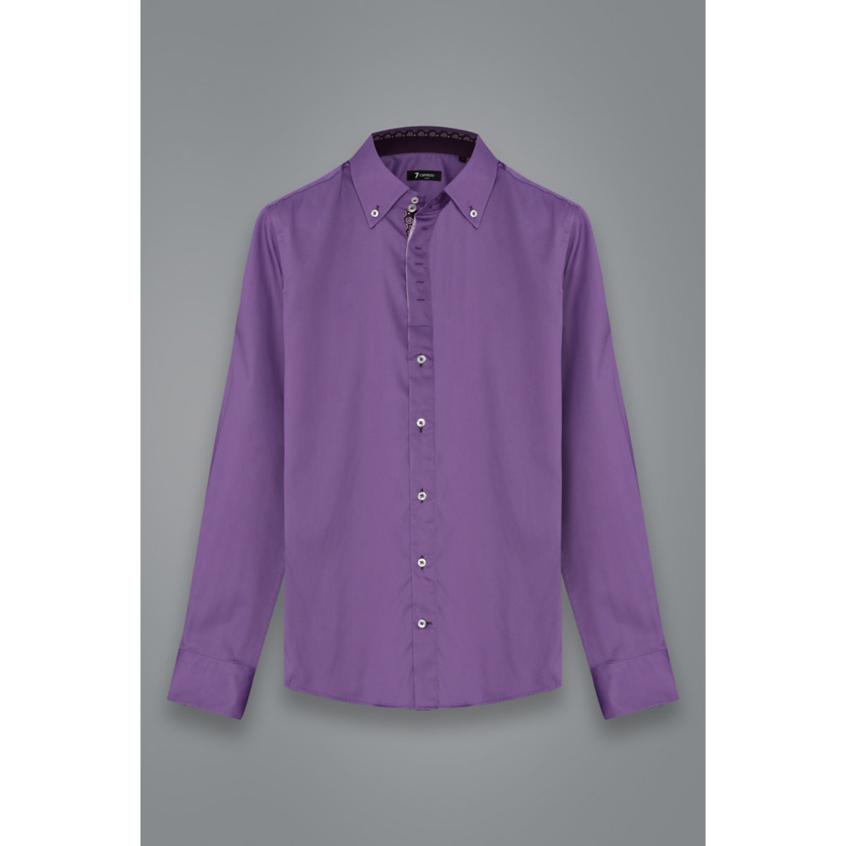 Camicia Uomo 2 Bottoni Button Down Slim Satin Unito Viola