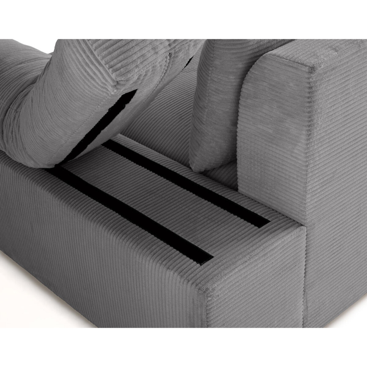 Aspen - canapé d'angle réversible 5 places - assise profonde - en velours côtelé - Gris