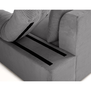 Aspen - canapé d'angle réversible 5 places - assise profonde - en velours côtelé - Gris