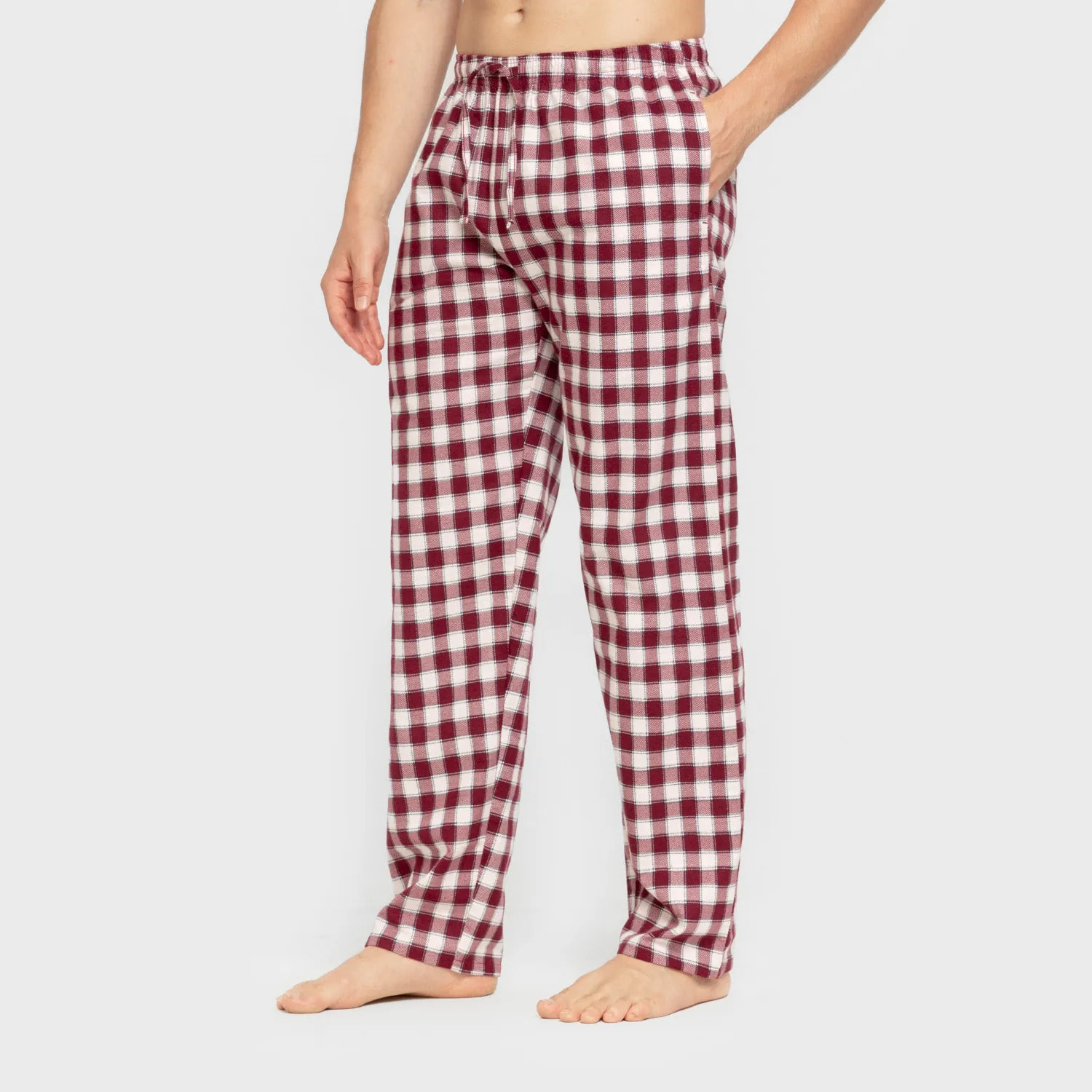 Pijama hombre franela Cuadro Gustavo Burdeos