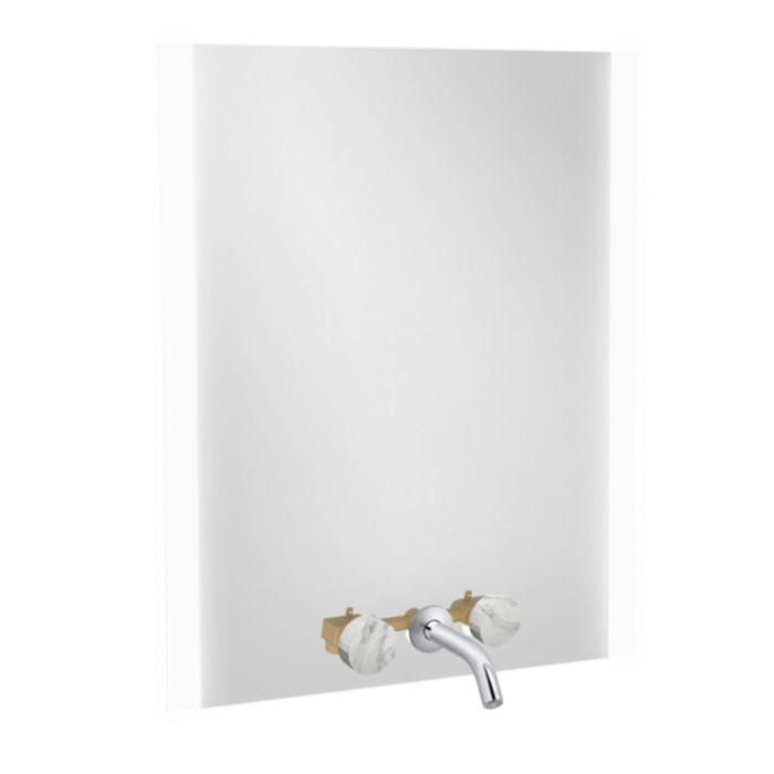 Miroir 3 trous 60 cm + mélangeur lavabo encastré 3 trous Grands Boulevards marbre envoûtant et chromé