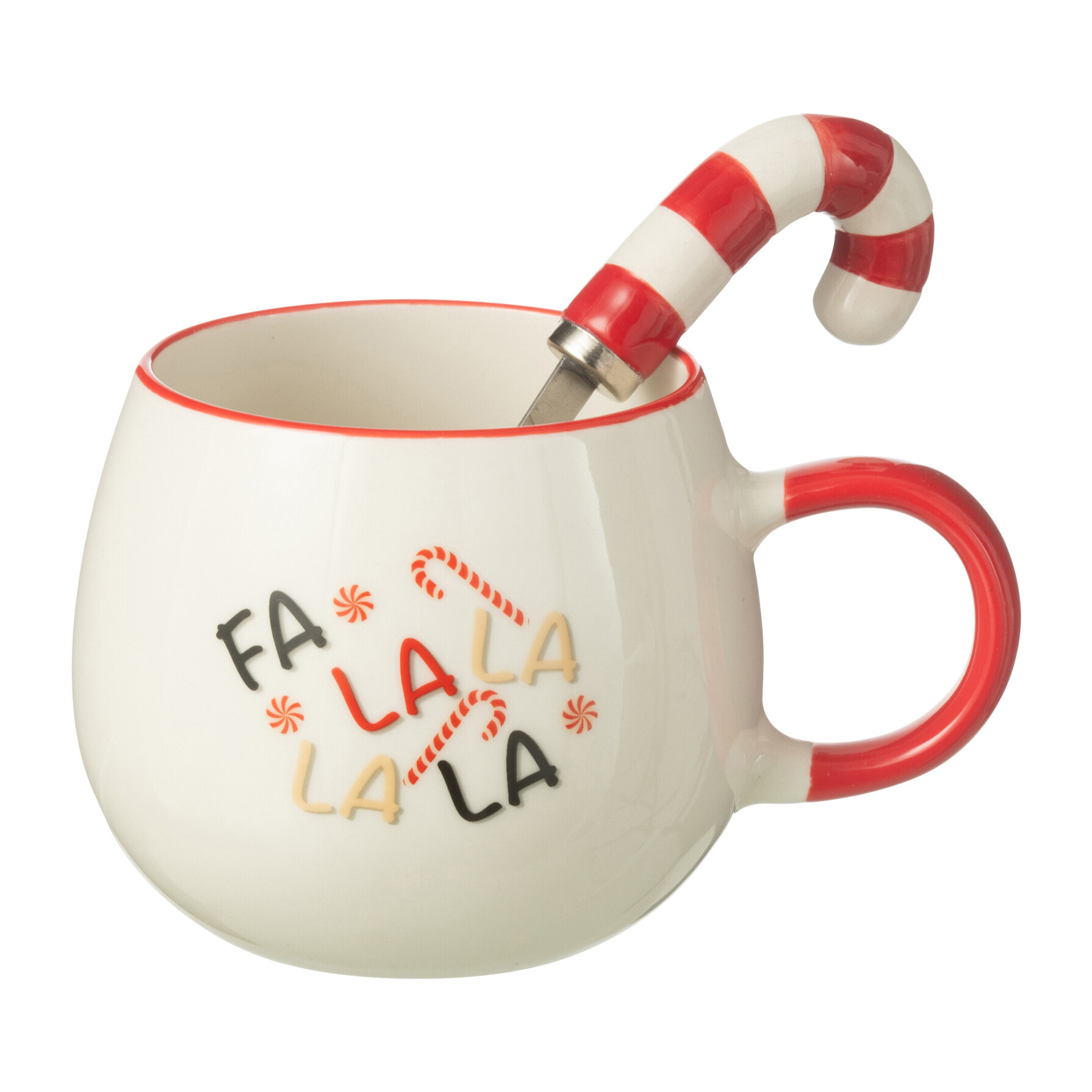 J-Line tasse + cuillère - céramique - rouge - boîte cadeau