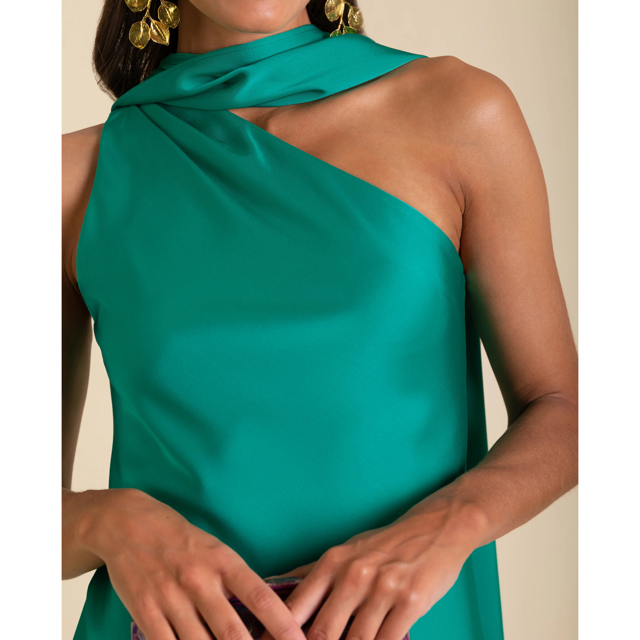 Vestido midi asimétrico con lazada