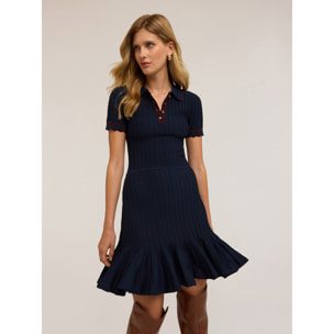 Motivi - Vestido corto de punto acanalado - Azul