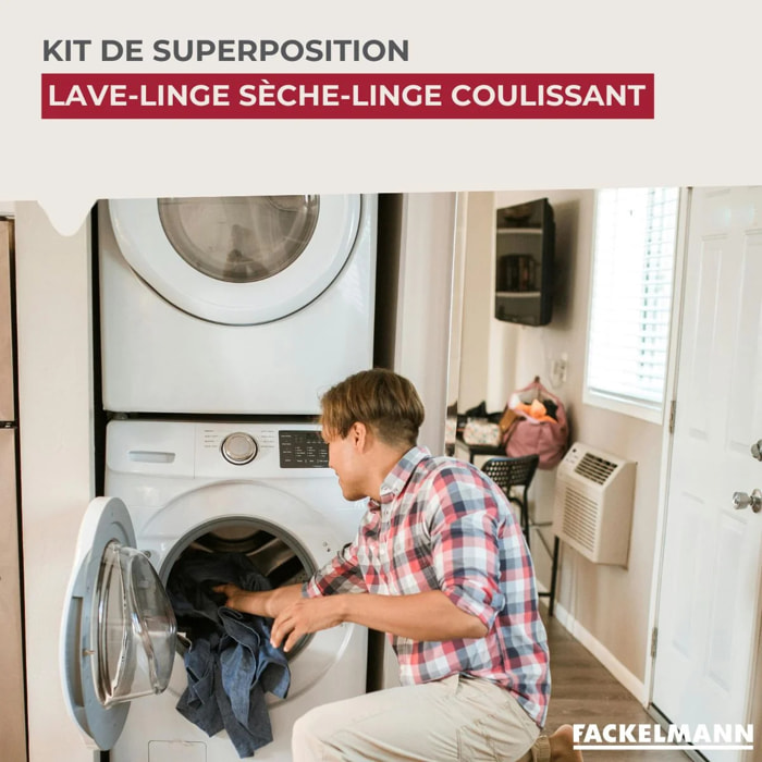 Kit de superposition lave-linge sèche-linge coulissant Fackelmann