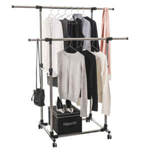 Portant à vêtements double inox "Venus"
