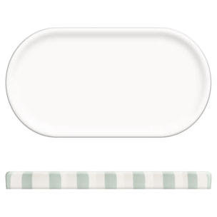 Plateau Strio 24cm rayures vert céladon en grès