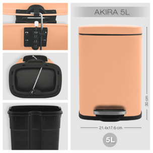 Set Poubelle à  pédale 5L & Brosse Wc AKIRA Pêche mat Spirella