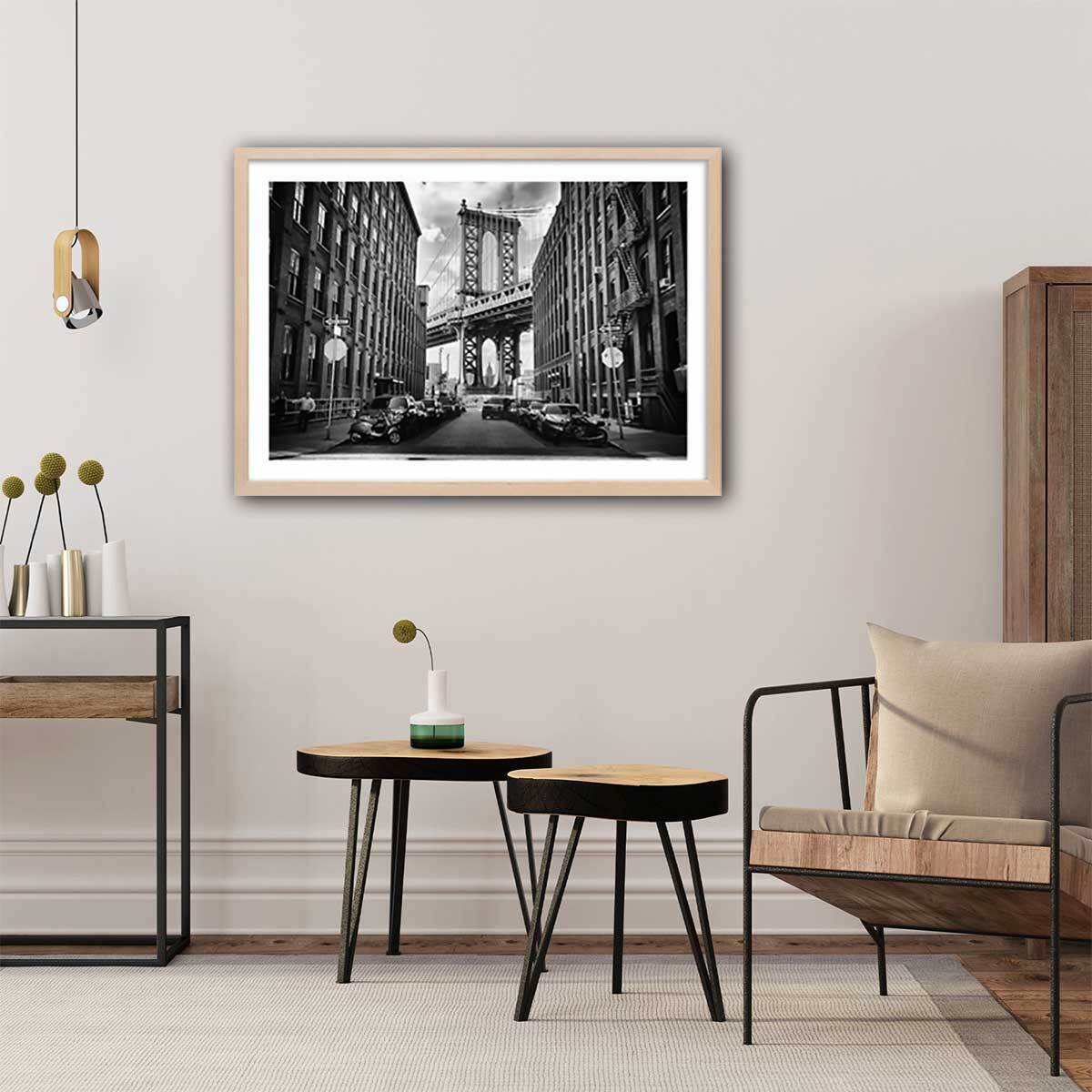 Affiche dumbo brooklyn bridge Affiche sous cadre bois