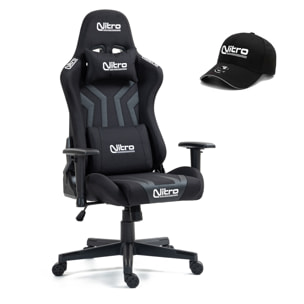 Sedia da gaming nera in tessuto ed ecopelle con omaggio - Flyco Pro