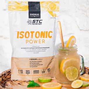 STC NUTRITION - Isotonic Power - Préparation pour boisson énergétique isotonique dynamisante - Source d'électrolytes - Hydratation optimale - 100% vegan - Goût Citron - 13 doses - Doypack 525 g - Citron