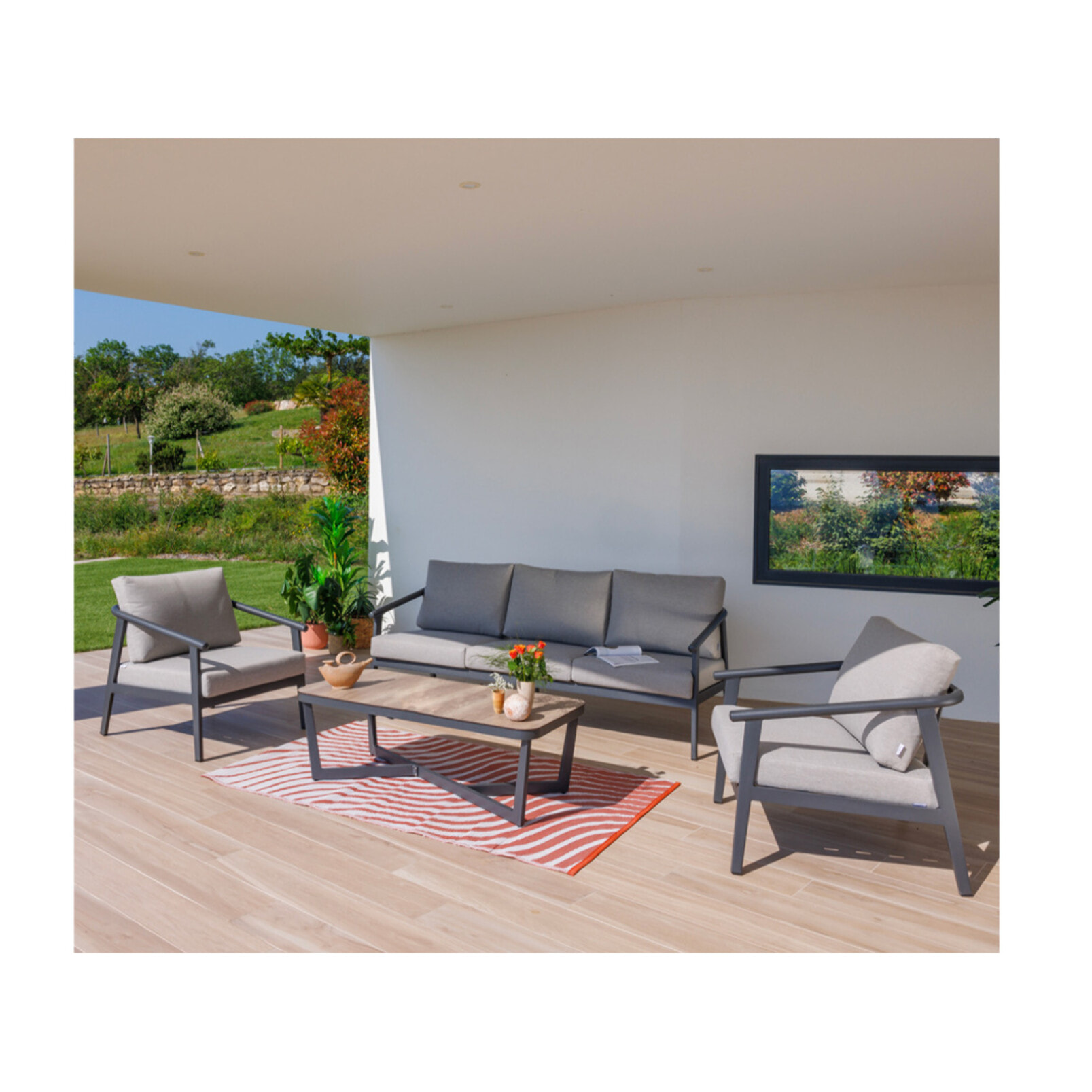 Salon de jardin en aluminium - 5 places - FONTANA