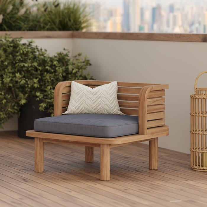 Fauteuil de jardin en teck et coussins gris - Kilda