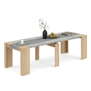 Mesa consola extensible en roble canadian y gris cemento 50-235x90 cm Denis Roble Canadian - Gris Cemento
