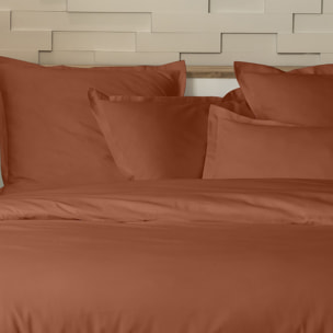 Parure housse de couette 2pcs 100% percale de coton 80 fils_ terracotta