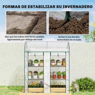 Invernadero Pequeño de 3 Niveles, Invernadero de Exterior con 2 Puertas Enrollables, Marco de Acero y Cubierta de Plástico Anti-UV para Cultivar Plantas, Flores, 143x46x165 cm, Transparente