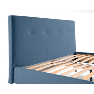 Monet - lit - 160x200 - sommier inclus - en tissu - Bleu