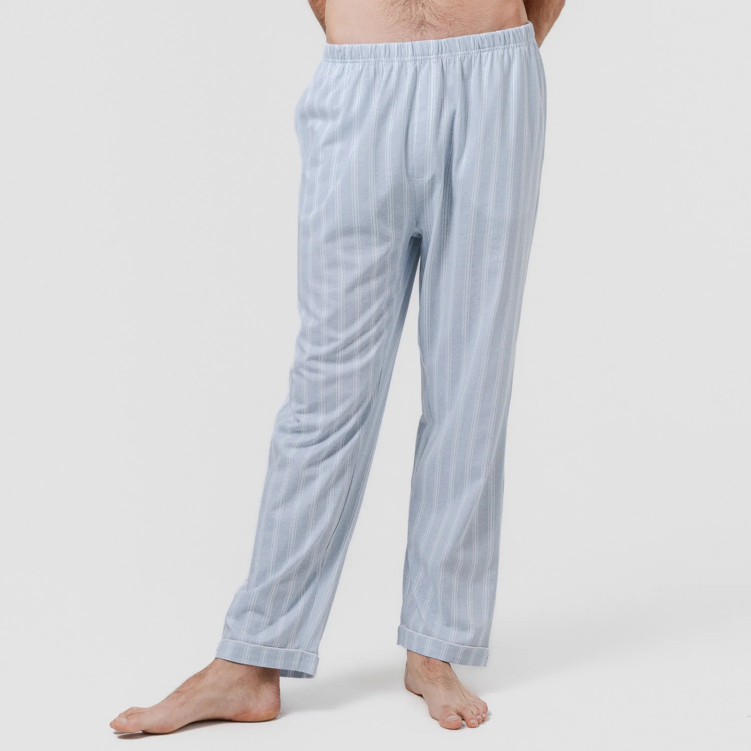 Pijama largo camisero algodón raya marsella azul