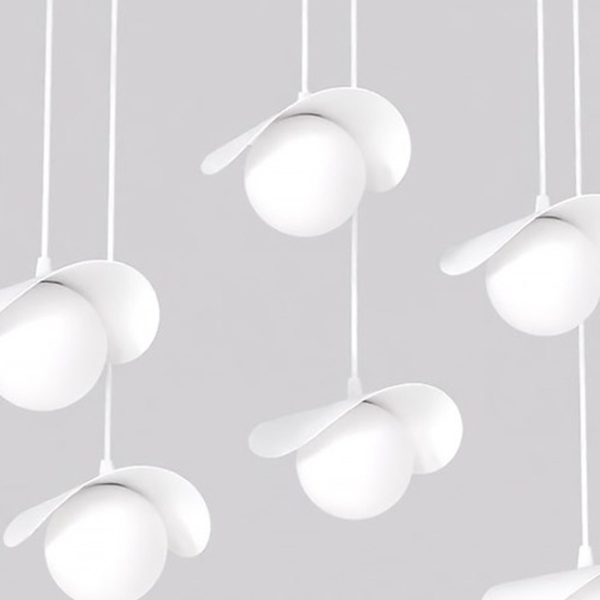 Lampada a sospensione Ritual 6 in acciaio bianco opaco