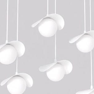 Lampada a sospensione Ritual 6 in acciaio bianco opaco