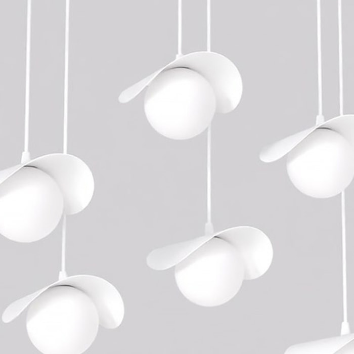 Lampada a sospensione Ritual 6 in acciaio bianco opaco