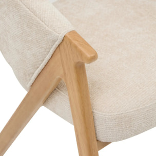 Fauteuil de table Amza H.79cm beige bois naturel