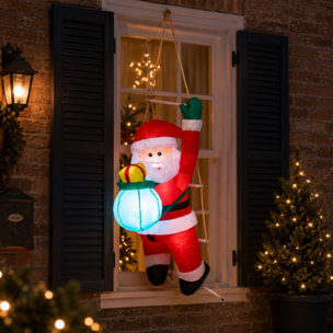 Papá noel hinchable con escalera de cuerda y regalo luminoso, 45x65x122 cm, decoración navideña para exterior e interior con luces led