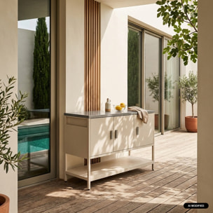 Module de cuisine extérieure acier 3 portes 1 étagère L120cm NAXOS