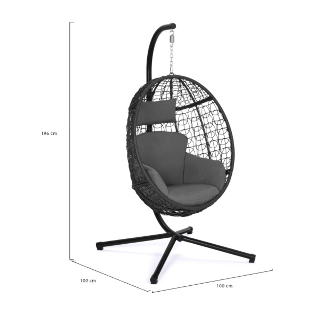 Fauteuil œuf suspendu effet rotin avec coussin gris
