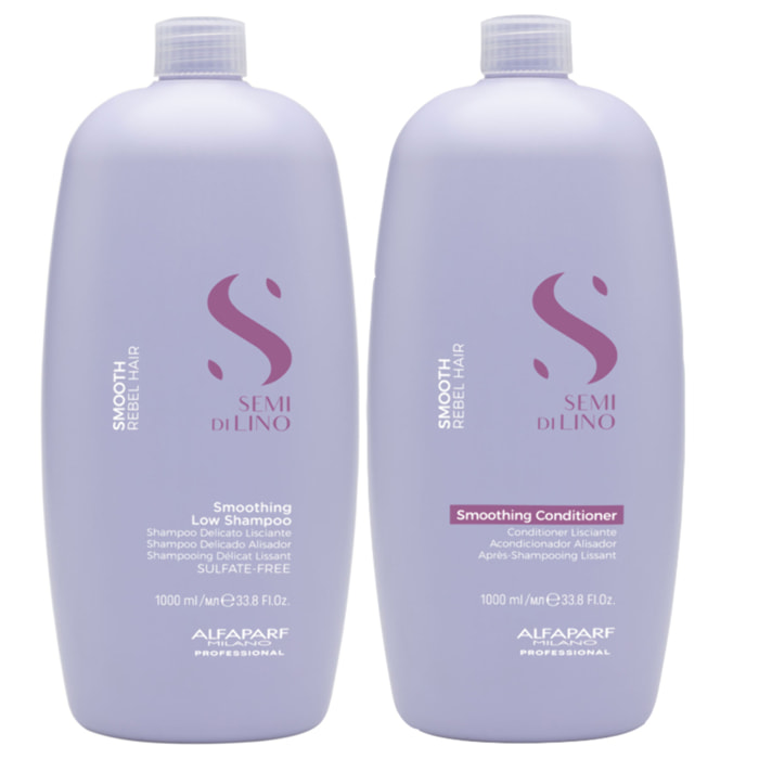 ALFAPARF MILANO Kit Semi Di Lino Smoothing Low Shampoo 1000ml + Conditioner 1000ml