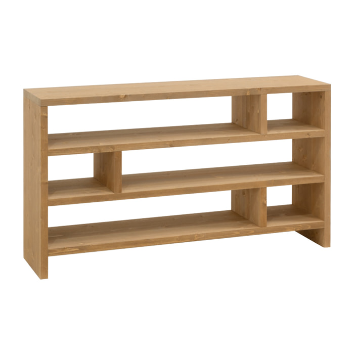 Étagère en bois massif ton chêne moyen de 80x140cm Hauteur: 80 Longueur: 140 Largeur: 35