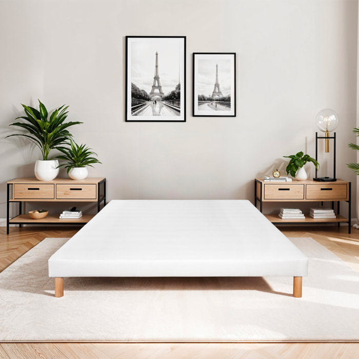 Sommier Tapissier Capucine, Soutien Ferme, Structure Bois Épicéa, robuste et élégant, revêtement Blanc