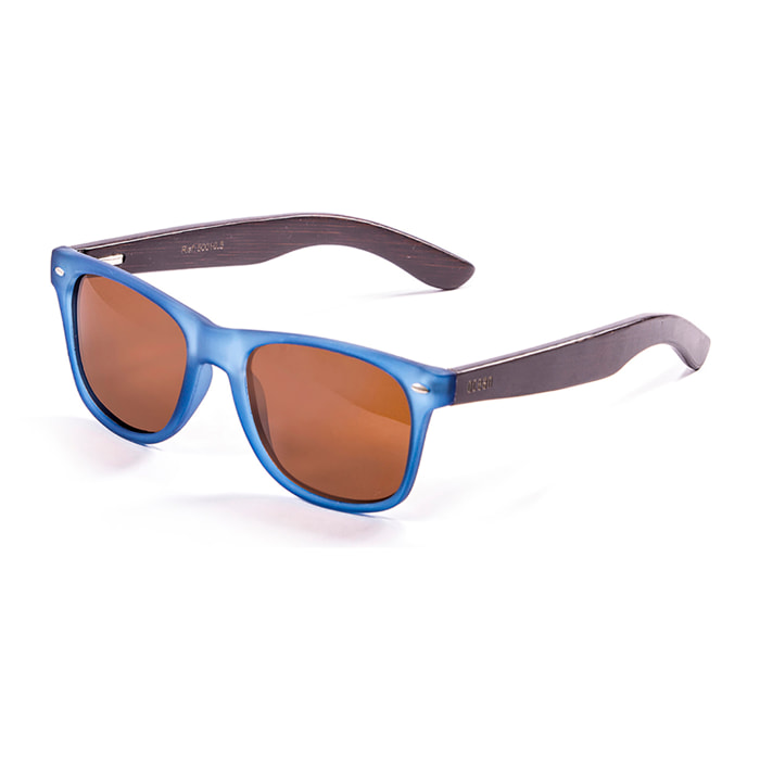 Gafas de sol OCEAN BEACH WOOD - Patilla marrón bambú con montura azul transparente / Marrón