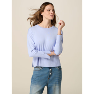 Oltre - Jersey mezcla viscosa con botones joya - Light - blue