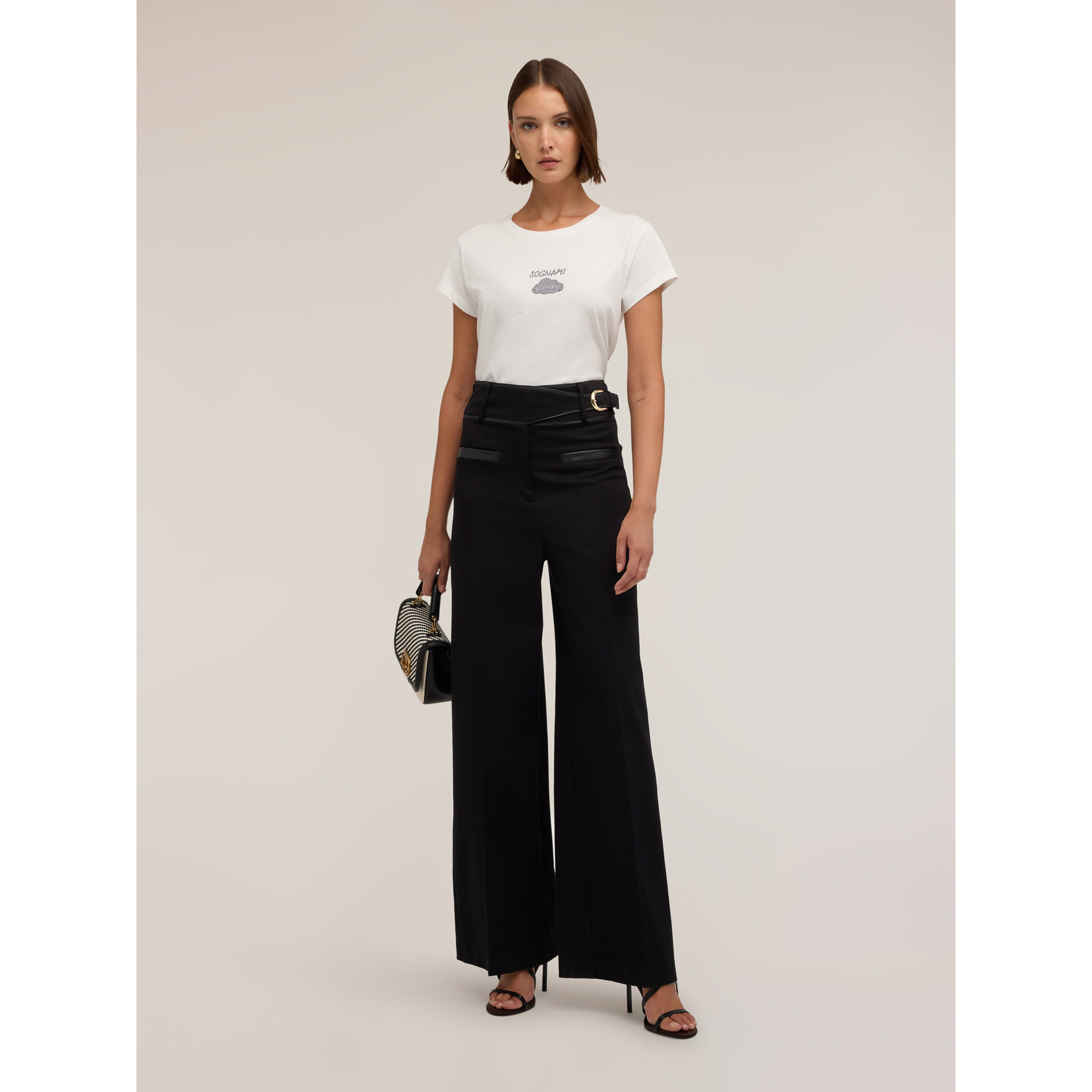 Motivi - T-shirt con scritta e applicazioni in strass - Bianco