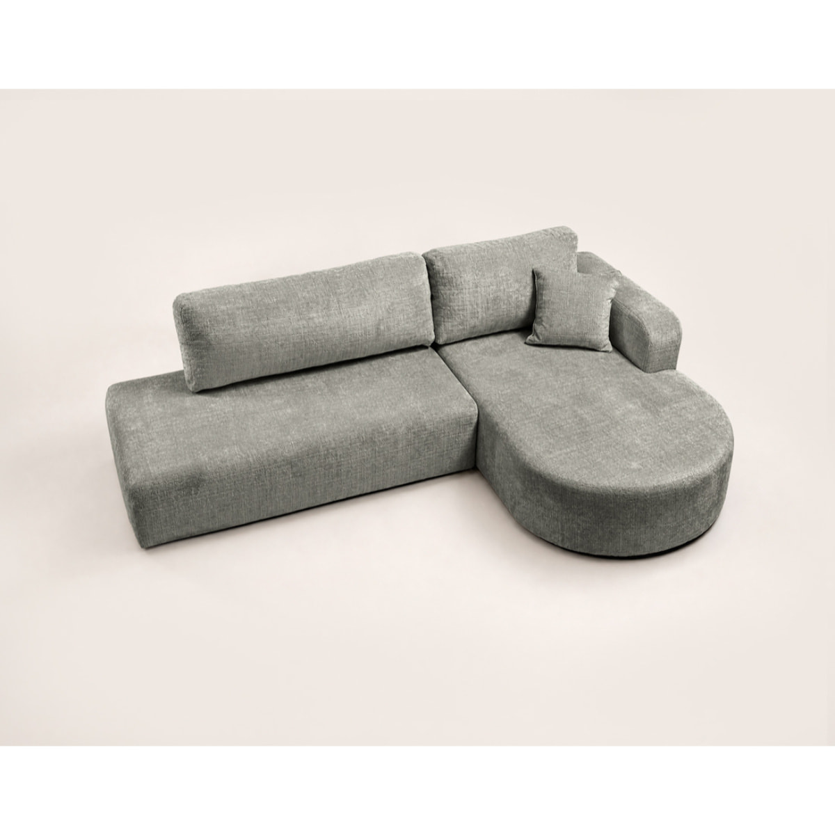 Miro - Canapé d'angle droit 4 places convertible avec coffre en velours texturé - Gris