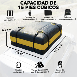 Bolsa de Techo para Coche 425L, Impermeable, Cofre de Techo para Coche con 8 Correas Ajustables, Alfombrilla Antideslizante, Ganchos, Adecuada para Todos Los Vehículos con/sin Portaequipajes