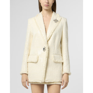 PHILIPP PLEIN Tweed Boyfriend's Fit Blazer Paillettes