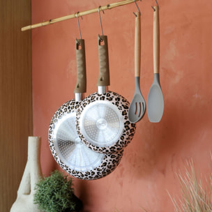 Lot de 3 poêles en aluminium recyclé motif léopard LEOPARD