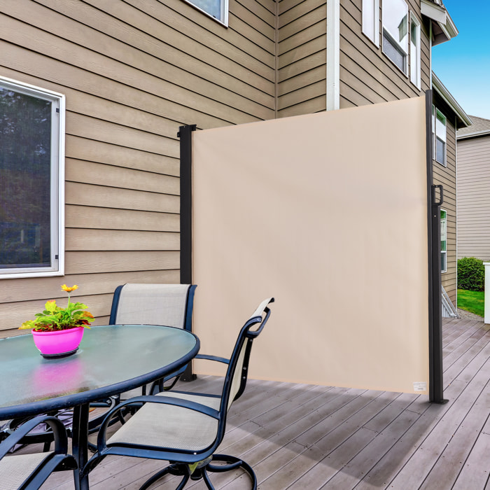 Toldo Lateral Retráctil para Jardín Patio Montar Fácil 350x180cm Beige
