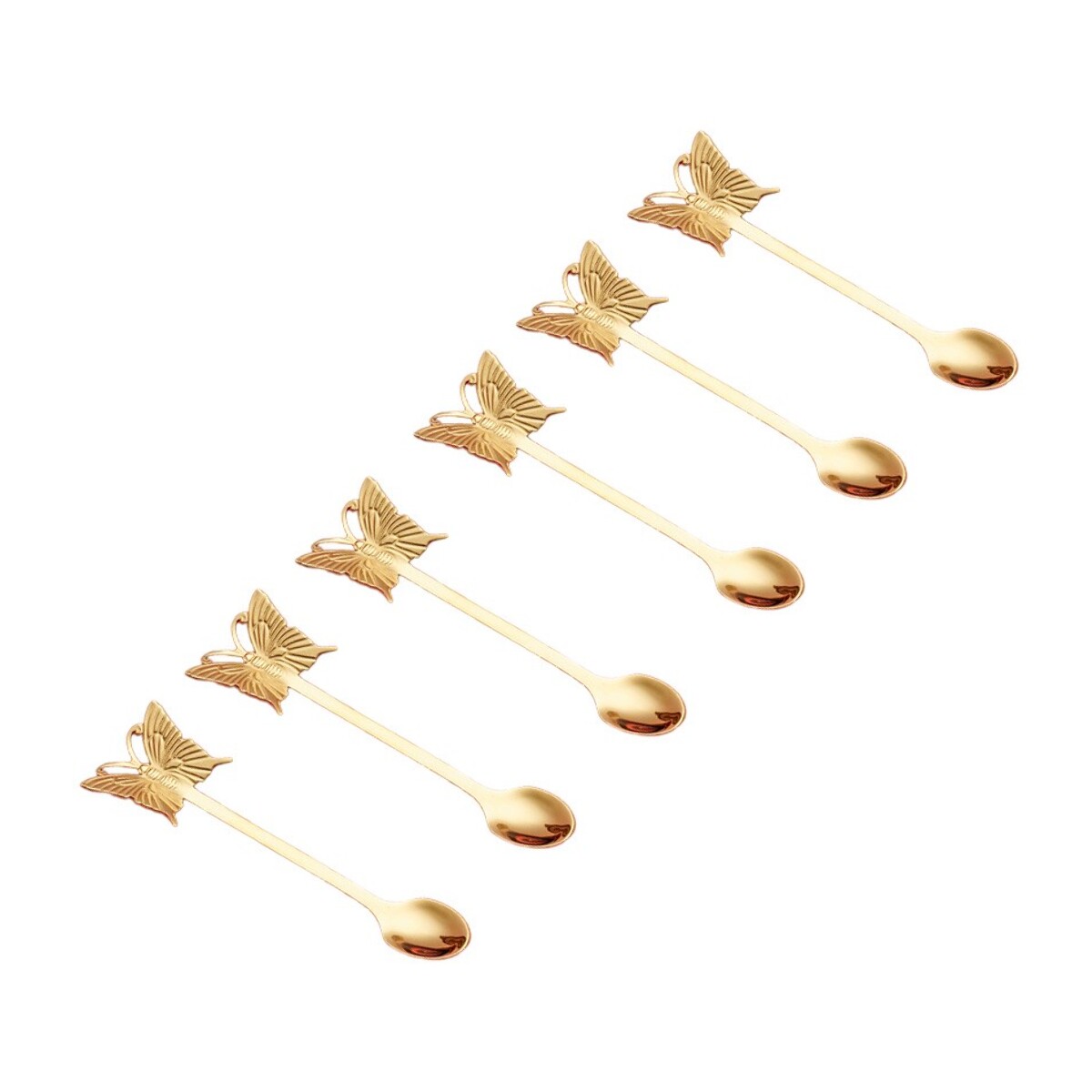 Cuillères à dessert dorées papillon - lot de 6