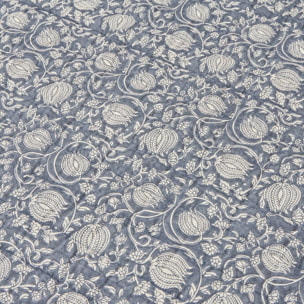 Colcha reversible con estampado floral de inspiración artesanal Senflo color azul Poliéster