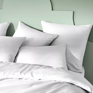 Taie d'oreiller satin de coton motif jacquard blanc Vibrato blanc