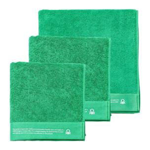 Set de 3 Toallas (70x140cm + 2 50x90cm) en Algodón orgánico 450GSM color Verde Benetton