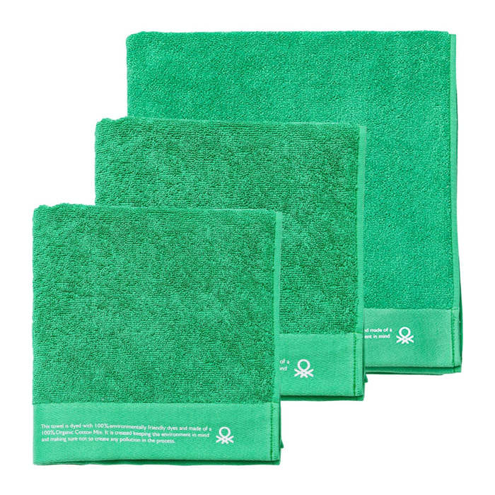 Set de 3 Toallas (70x140cm + 2 50x90cm) en Algodón orgánico 450GSM color Verde Benetton
